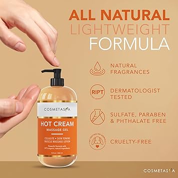 Cosmetasa Hot Cream for Belly - 87% Organic Cellulite Cream