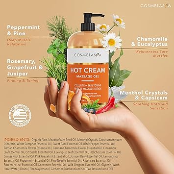 Cosmetasa Hot Cream for Belly - 87% Organic Cellulite Cream